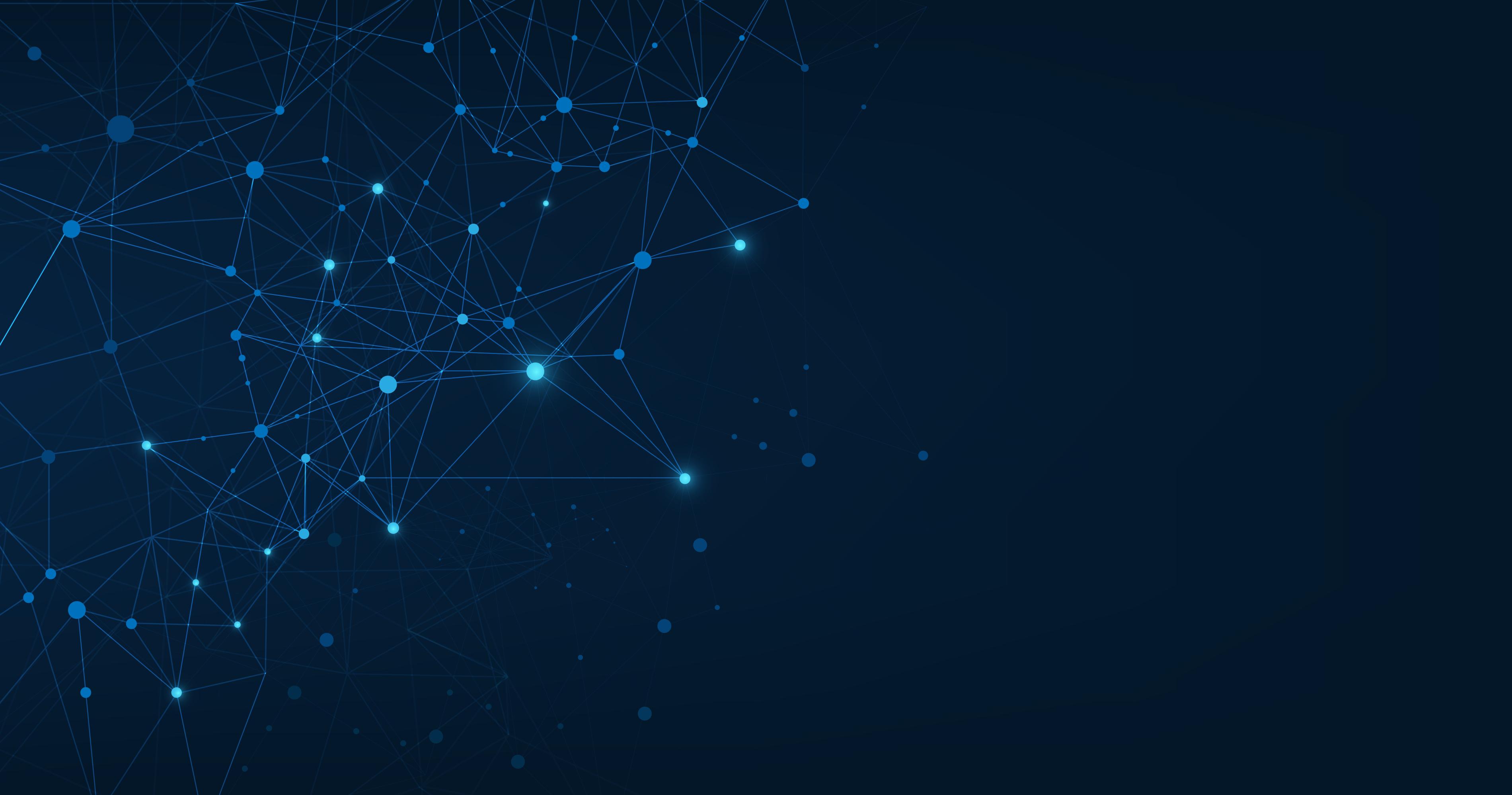 Background of white nodes connected by lines in a network